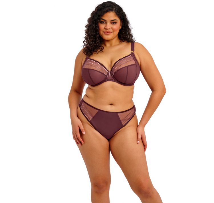 ELOMI matilda tiulowy biustonosz plunge z brokatowym haftem