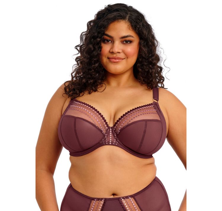 ELOMI matilda tiulowy biustonosz plunge z brokatowym haftem