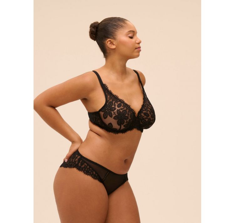 SIMONE PERELE precieuse koronkowy biustonosz plunge z odczepianymi paskami