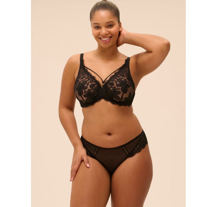 SIMONE PERELE precieuse koronkowy biustonosz plunge z odczepianymi paskami