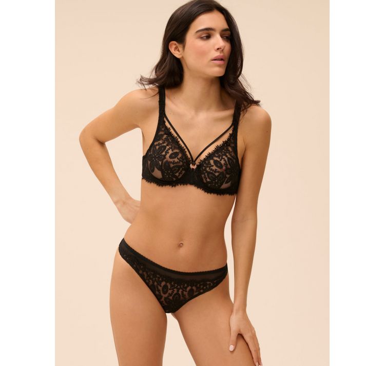 SIMONE PERELE precieuse koronkowy biustonosz plunge z odczepianymi paskami