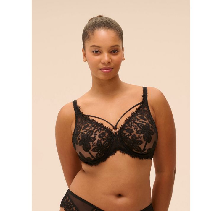 SIMONE PERELE precieuse koronkowy biustonosz plunge z odczepianymi paskami