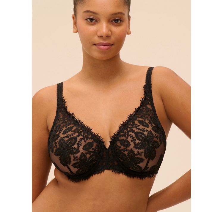 SIMONE PERELE precieuse koronkowy biustonosz plunge z odczepianymi paskami