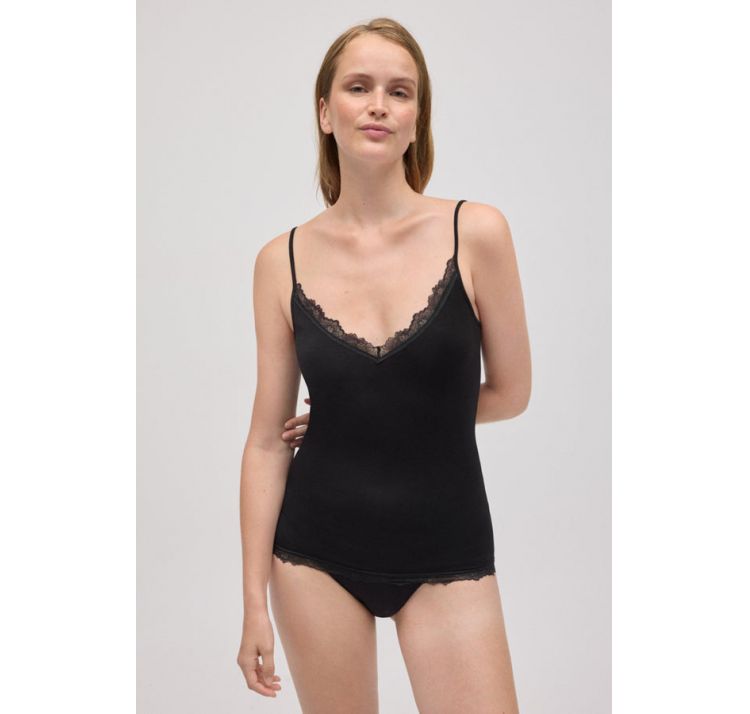 YSABEL MORA wiskozowa koszulka na ramiĄczkach z koronkĄ 95% bambus