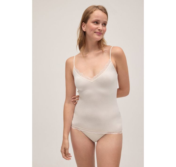 YSABEL MORA wiskozowa koszulka na ramiĄczkach z koronkĄ 95% bambus