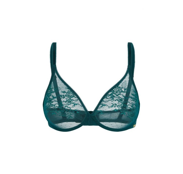 GOSSARD glossies lace sheer bra koronkowy biustonosz z tŁoczonĄ miskĄ