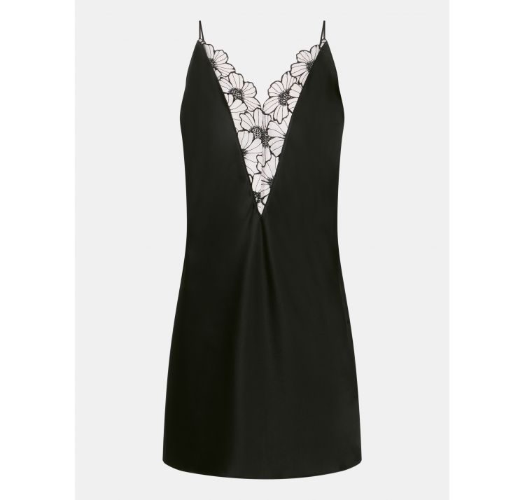 CHANTELLE PULP lush satynowa koszulka nocna z detalem haftowanym w kwiaty
