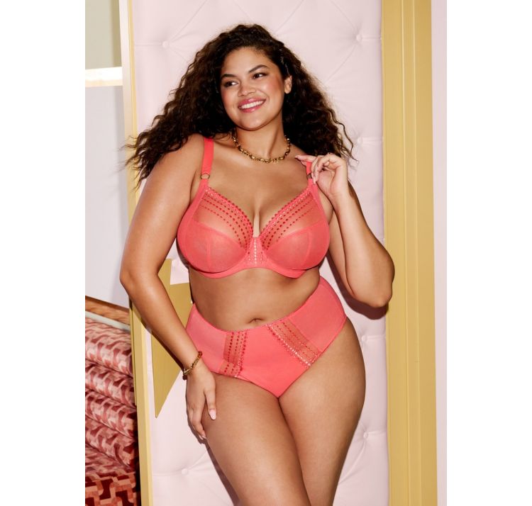 ELOMI matilda tiulowy biustonosz plunge z haftem