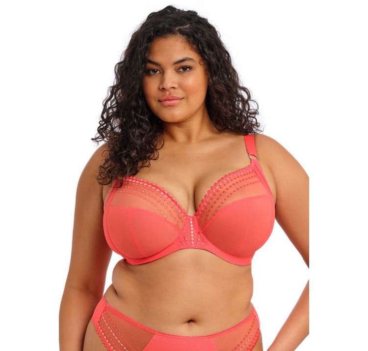 ELOMI matilda tiulowy biustonosz plunge z haftem