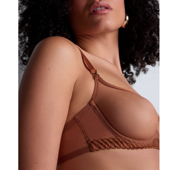 AUBADE PARIS sheer emotion tiulowy biustonosz half-cup z tŁoczonĄ miseczkĄ