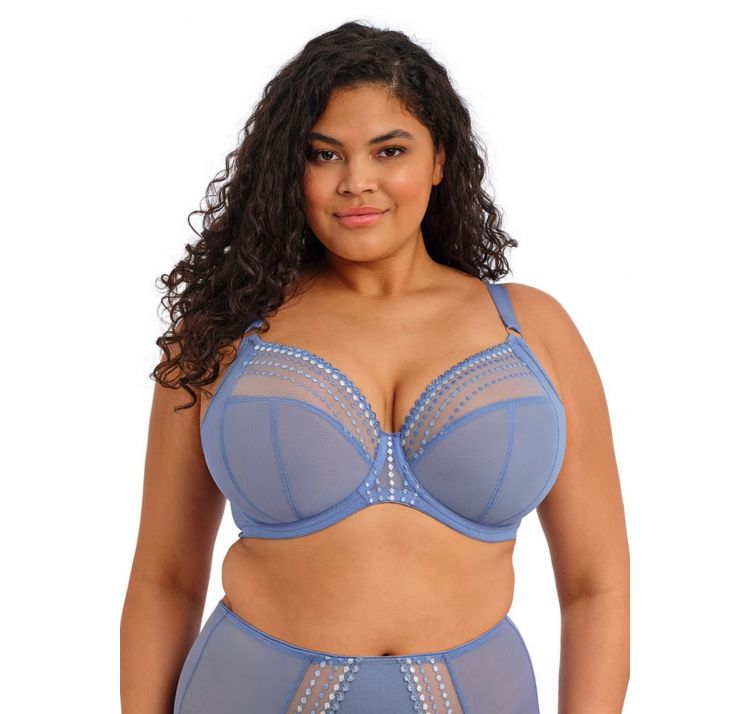 ELOMI matilda tiulowy biustonosz plunge z brokatowym haftem