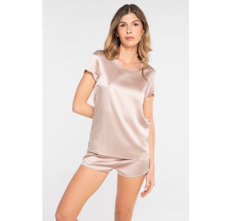 OSCALITO satynowy t-shirt 92% jedwabiu