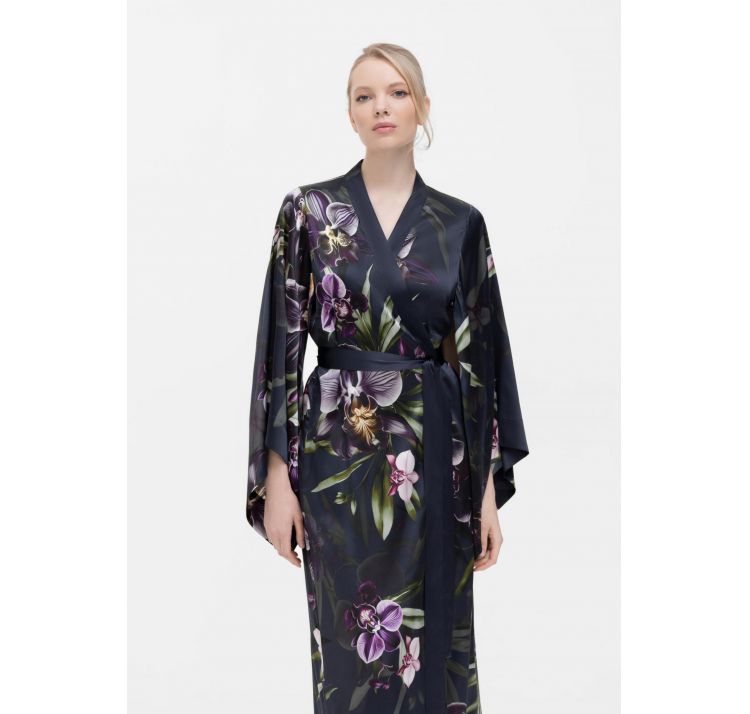 MARC&ANDRE orchid jedwabne dŁugie kimono