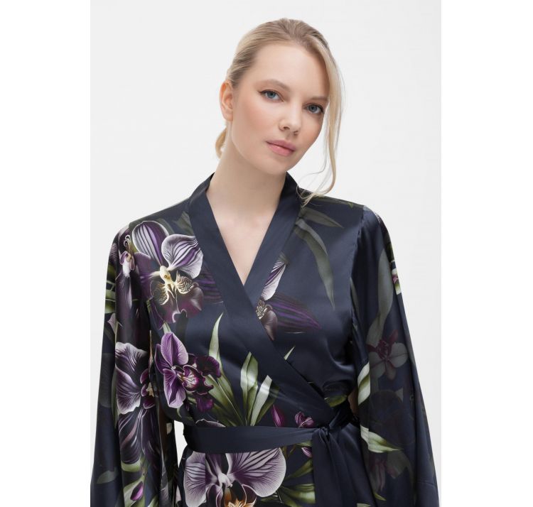 MARC&ANDRE orchid jedwabne dŁugie kimono